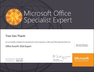 Chứng chỉ MOS Excel Expert